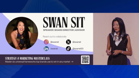 Presenter with her slides to her left