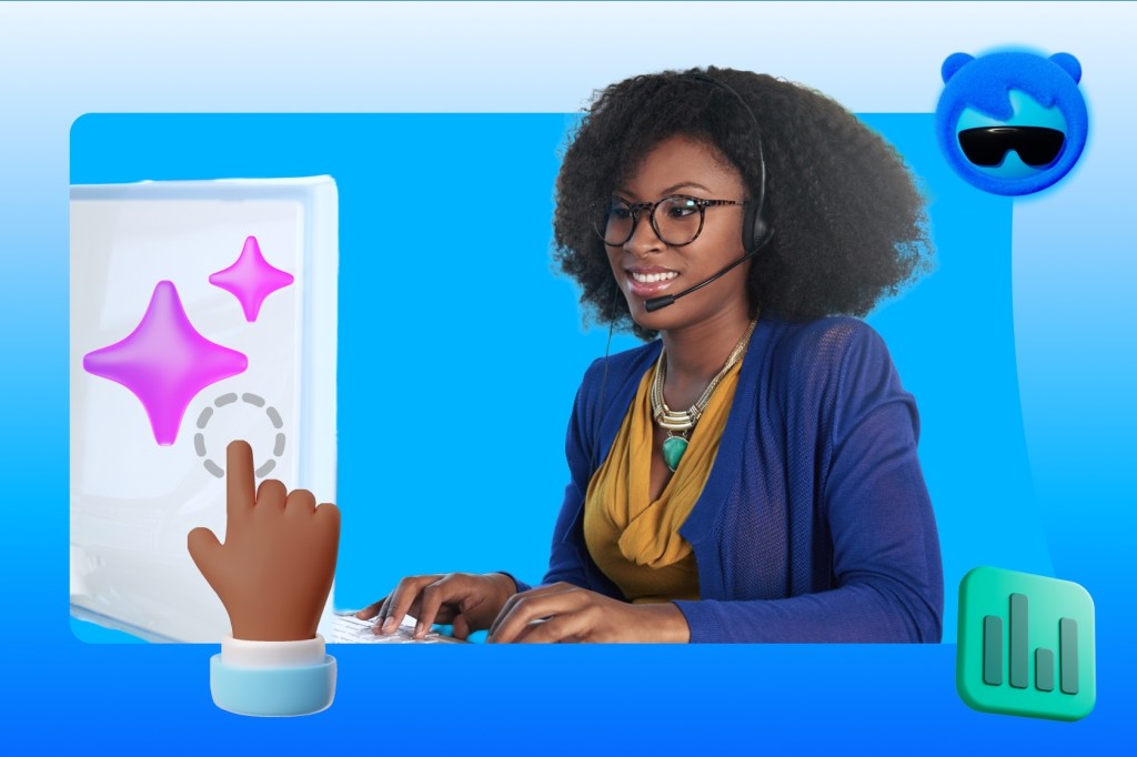 Customer service employee working at a computer