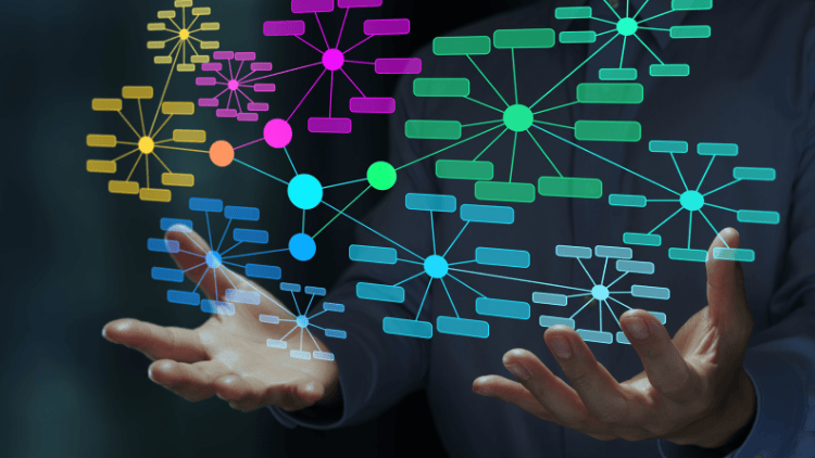 Illustration of Salesforce character Astro holding a magnifying glass over icons