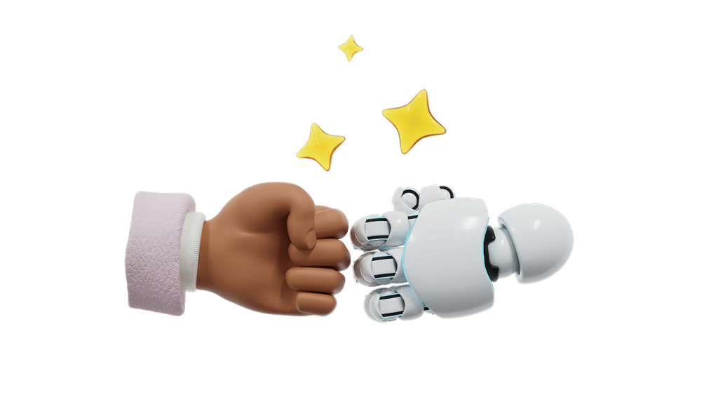 Icon of a human fist and an agent fist fist-bumping.