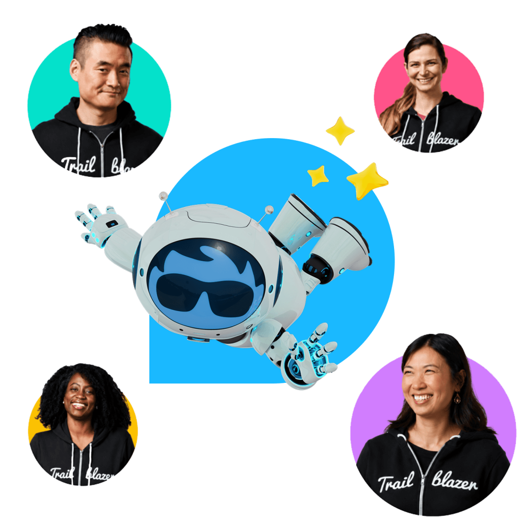 An image of Astro with headshots of Trailblazers around him.