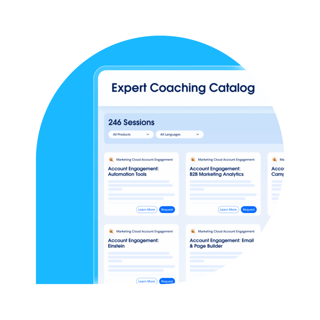 Image of the Expert Coaching Catalog, filled with recommendations and learning opportunities.
