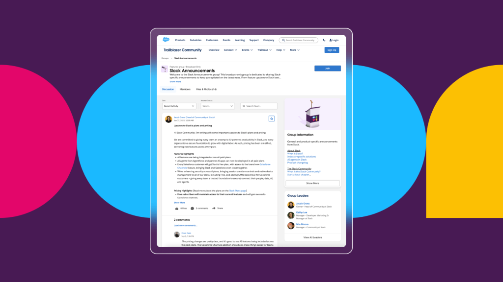 Image of the Slack Announcements Community Group