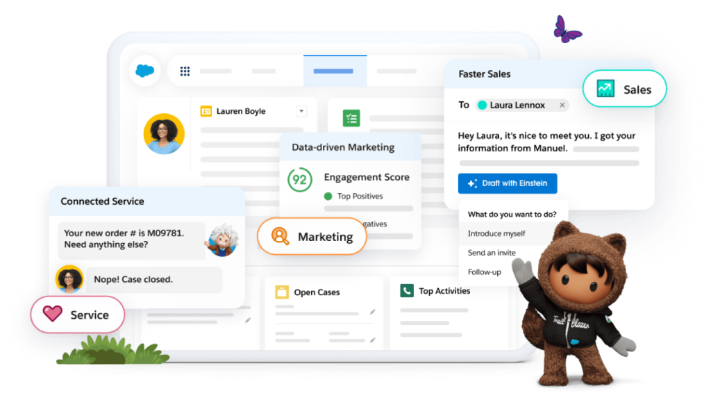 Astro présentant différents écrans CRM