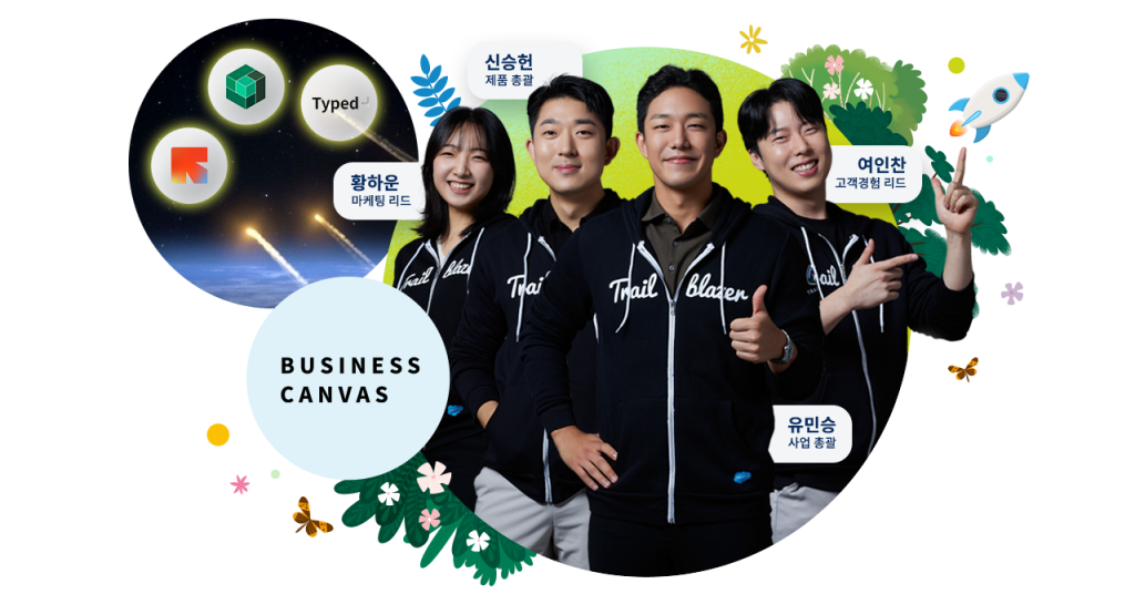 비지니스캔버스 4명의 직원 이미지 사진