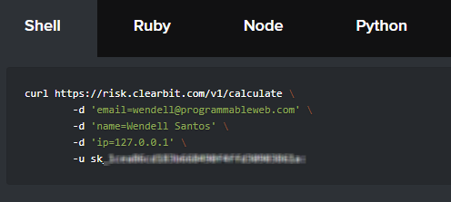 Screenshot of Clearbit recognizes registered users and tailors