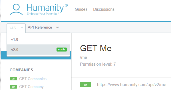 Screenshot of Humanity's API
